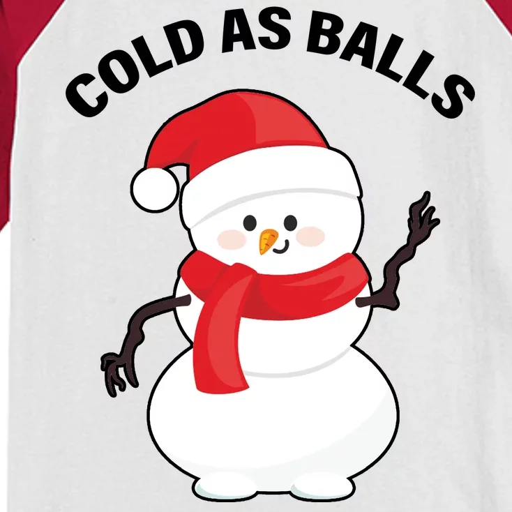 Cold As Balls Winter Snowman Kids Colorblock Raglan Jersey