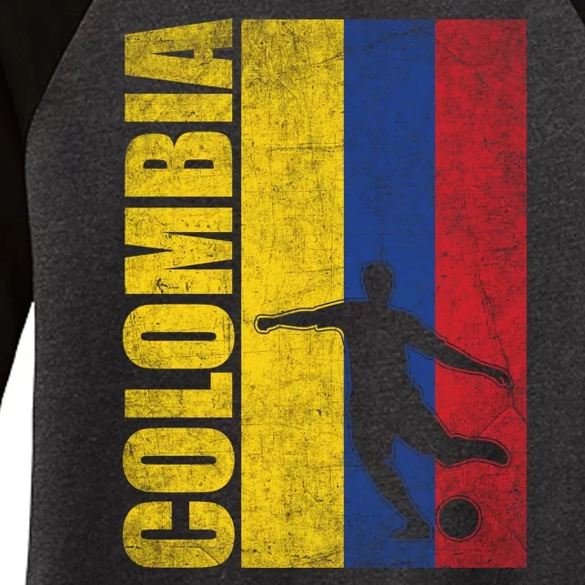 Colombia Flag Soccer World Cup Women's Tri-Blend 3/4-Sleeve Raglan Shirt