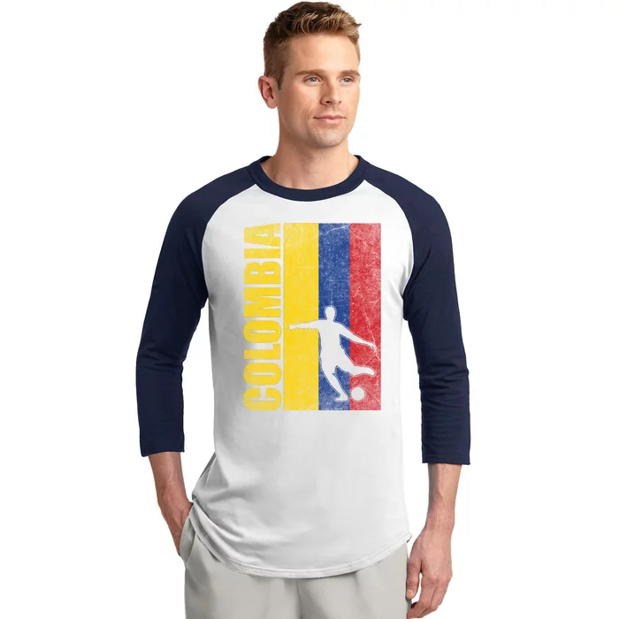 Colombia Flag Soccer World Cup Baseball Sleeve Shirt