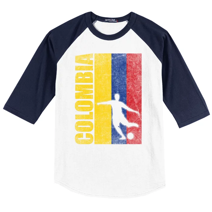 Colombia Flag Soccer World Cup Baseball Sleeve Shirt