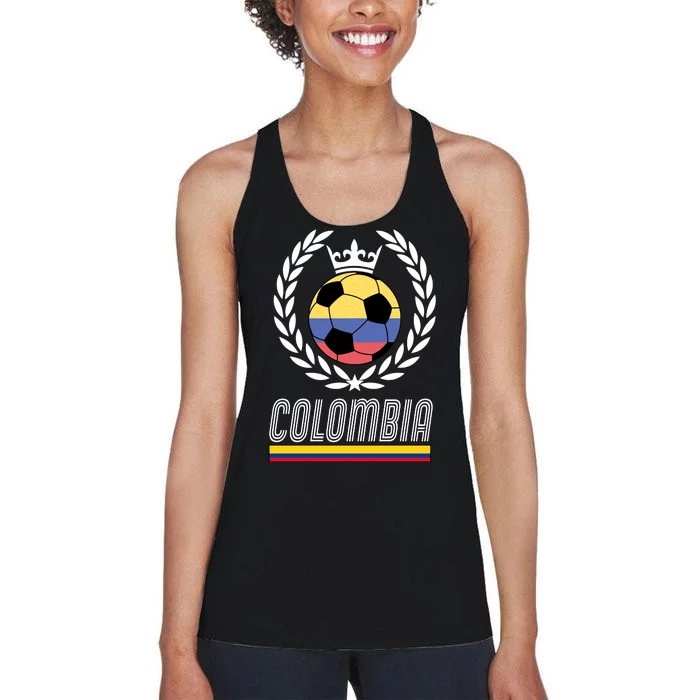 Colombia Soccer Flag Emblem Women's Racerback Tank