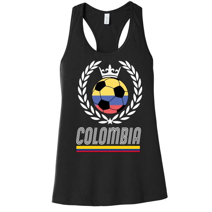 Colombia Soccer Flag Emblem Women's Racerback Tank