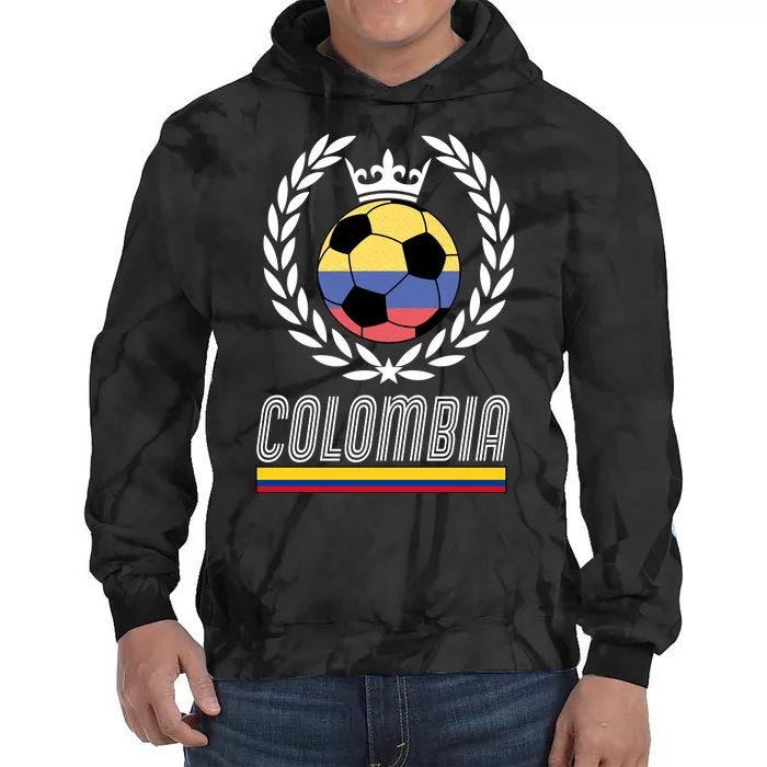 Colombia Soccer Flag Emblem Tie Dye Hoodie