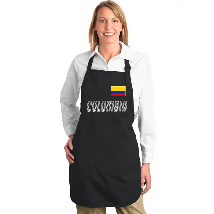 Colombia Soccer Jersey Flag Full-Length Apron With Pocket