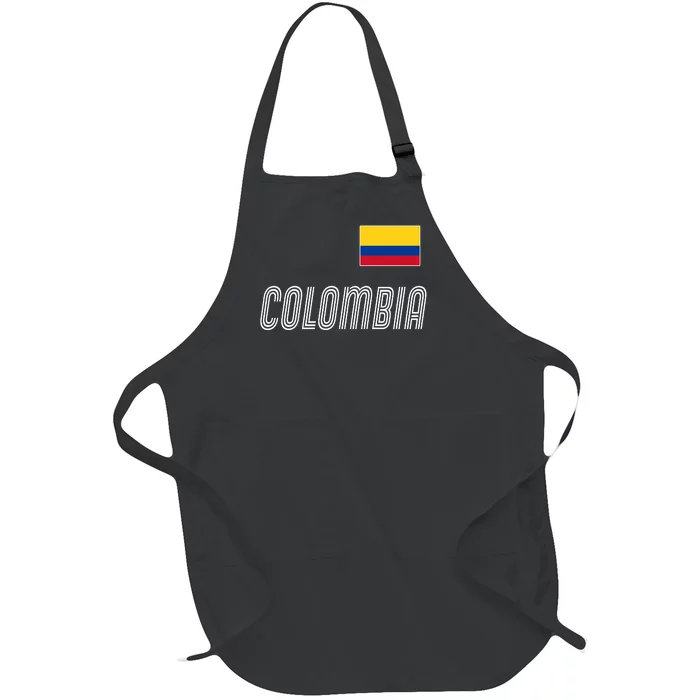 Colombia Soccer Jersey Flag Full-Length Apron With Pocket