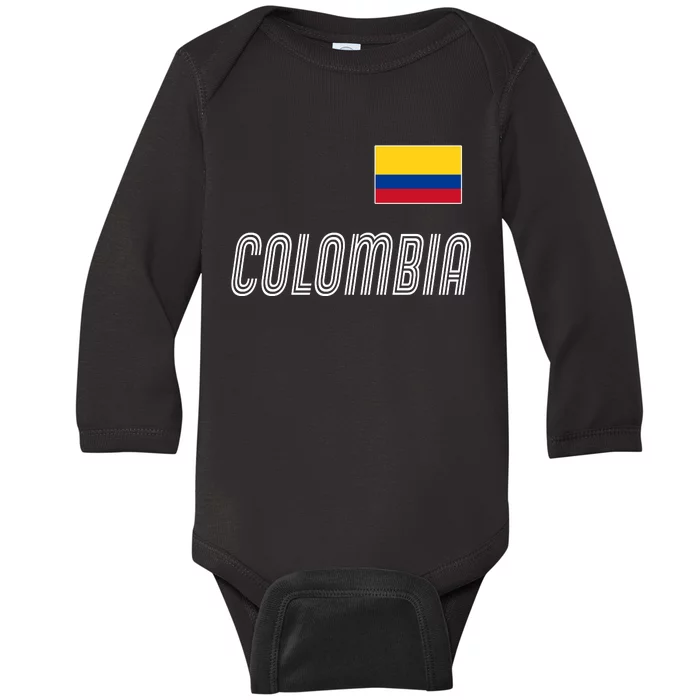 Colombia Soccer Jersey Flag Baby Long Sleeve Bodysuit