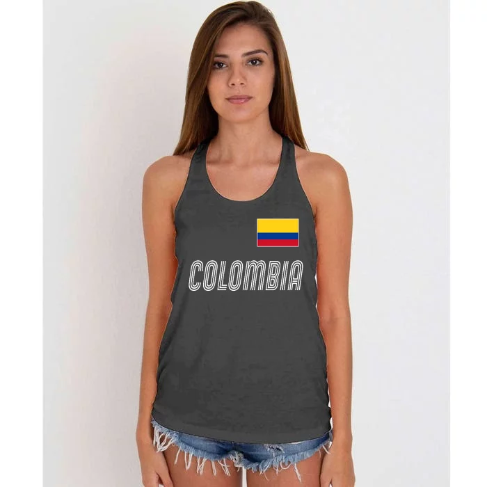 Colombia Soccer Jersey Flag Women's Knotted Racerback Tank