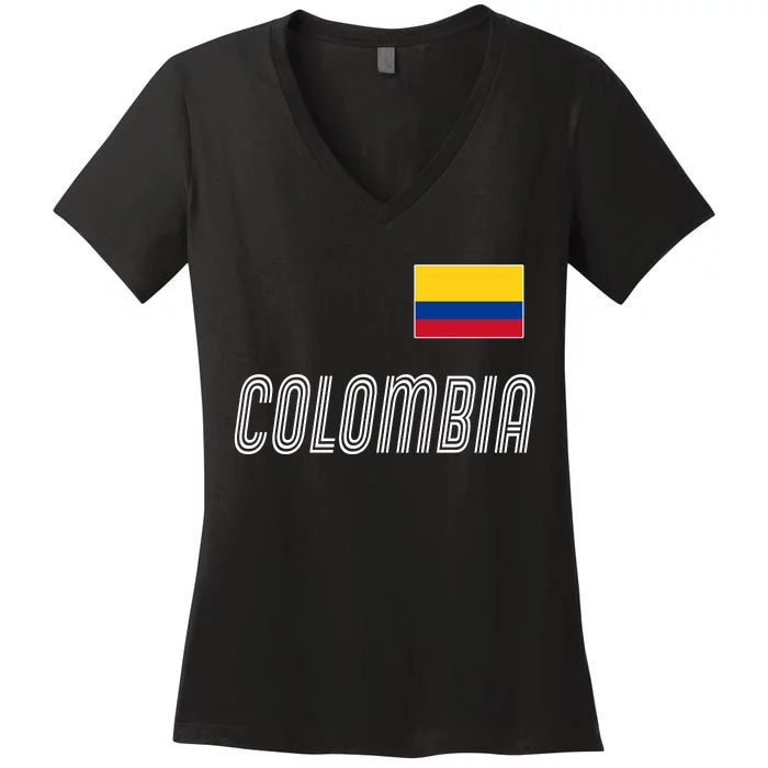 Colombia Soccer Jersey Flag Women's V-Neck T-Shirt