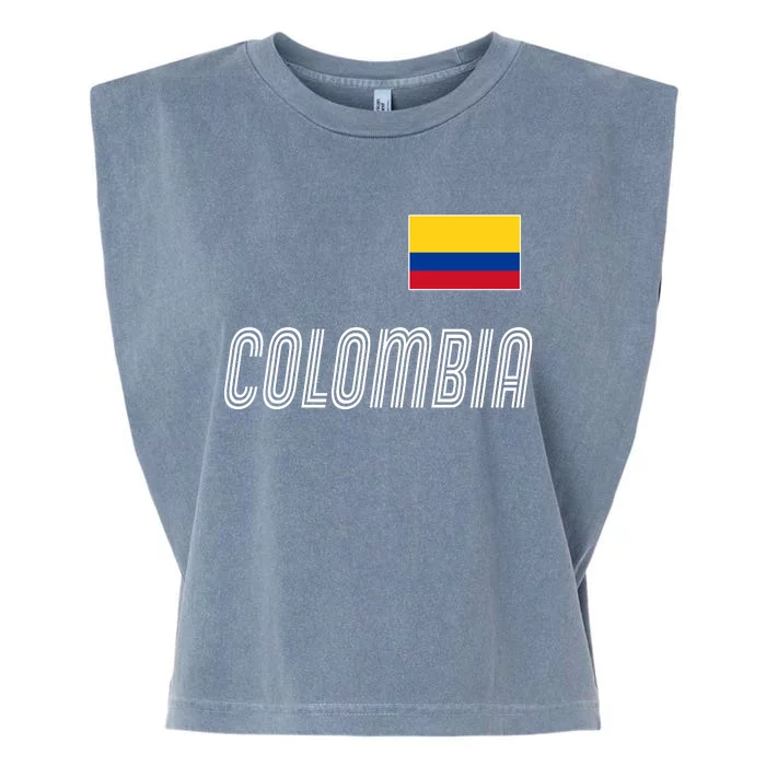 Colombia Soccer Jersey Flag Garment-Dyed Women's Muscle Tee