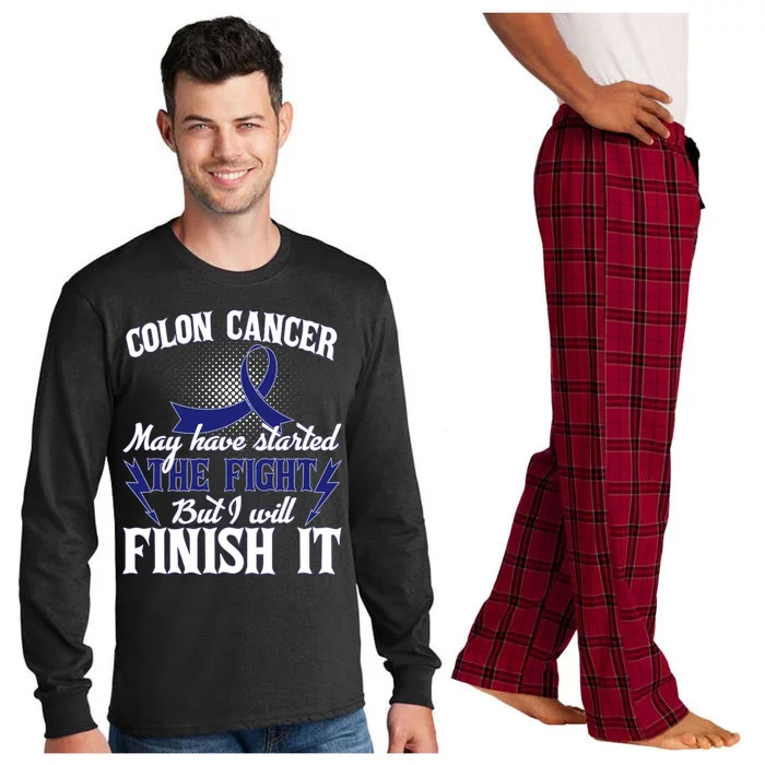 Colon Cancer Awareness Finish The Fight Long Sleeve Pajama Set