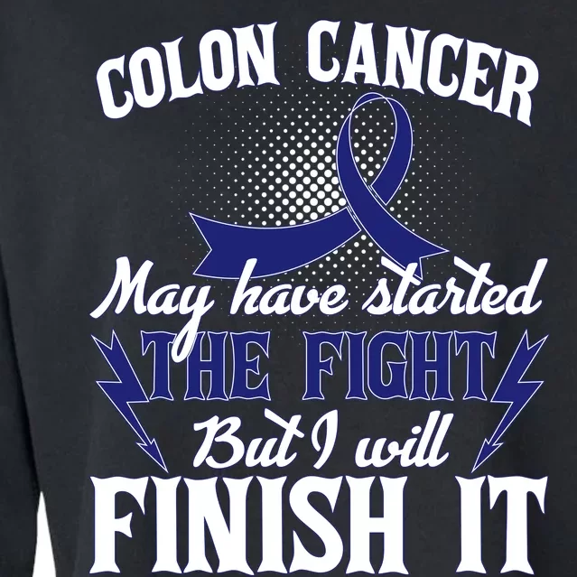 Colon Cancer Awareness Finish The Fight Cropped Pullover Crew