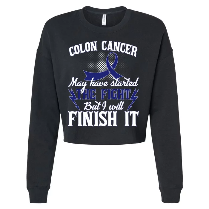 Colon Cancer Awareness Finish The Fight Cropped Pullover Crew