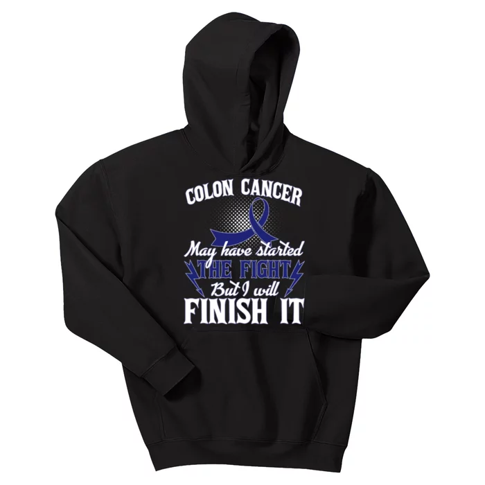 Colon Cancer Awareness Finish The Fight Kids Hoodie