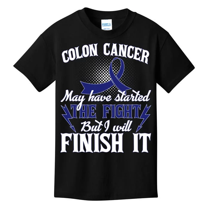 Colon Cancer Awareness Finish The Fight Kids T-Shirt