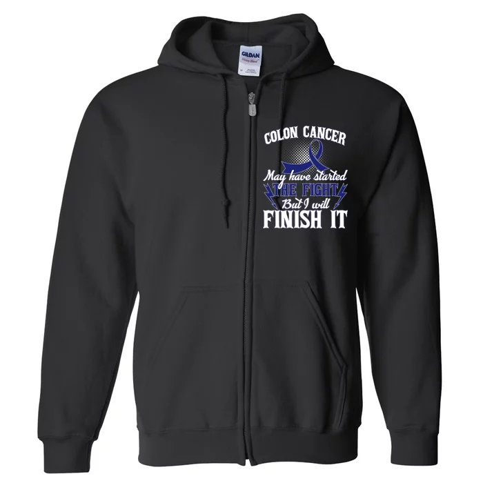 Colon Cancer Awareness Finish The Fight Full Zip Hoodie