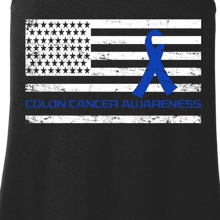 Colon Cancer Awareness Flag Ladies Essential Tank