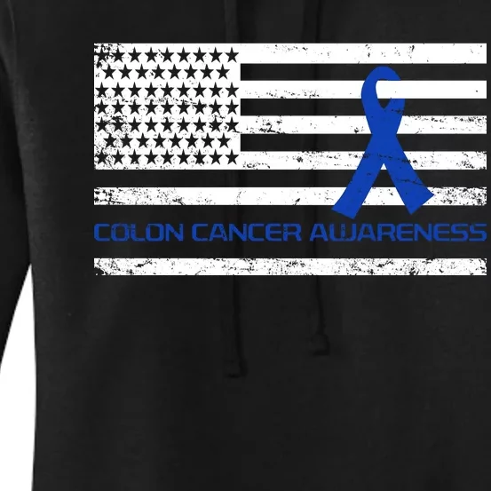 Colon Cancer Awareness Flag Women's Pullover Hoodie