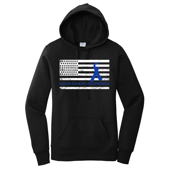 Colon Cancer Awareness Flag Women's Pullover Hoodie