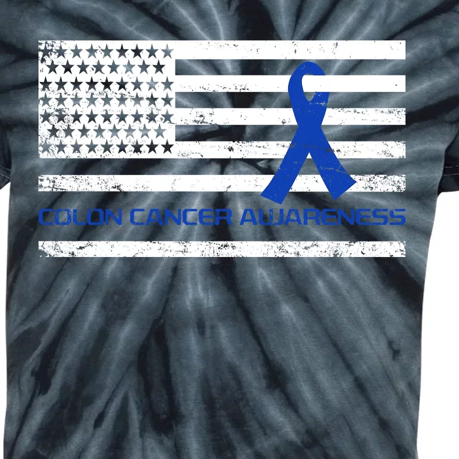 Colon Cancer Awareness Flag Kids Tie-Dye T-Shirt