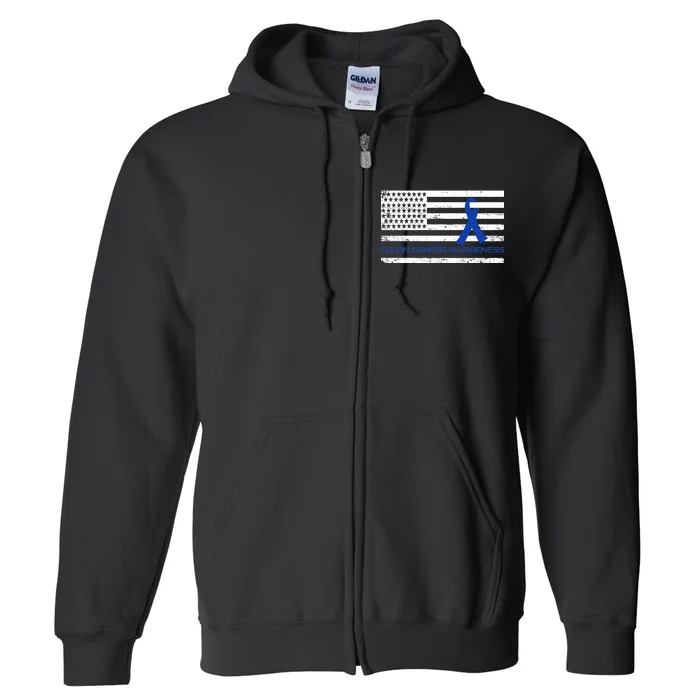 Colon Cancer Awareness Flag Full Zip Hoodie