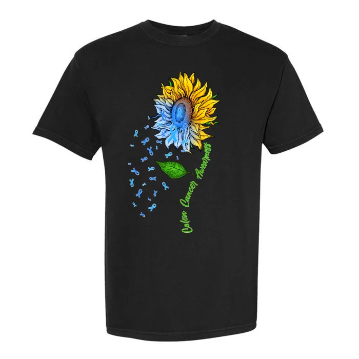 Colon Cancer Awareness Sunflower Support Garment-Dyed Heavyweight T-Shirt