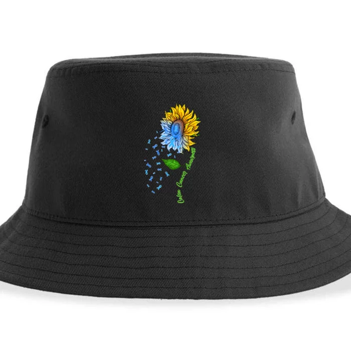 Colon Cancer Awareness Sunflower Support Sustainable Bucket Hat