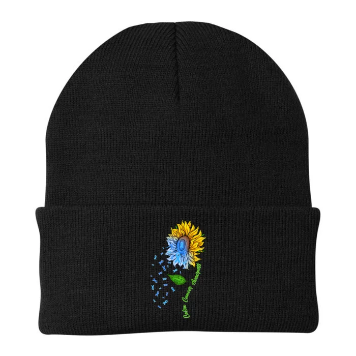 Colon Cancer Awareness Sunflower Support Knit Cap Winter Beanie