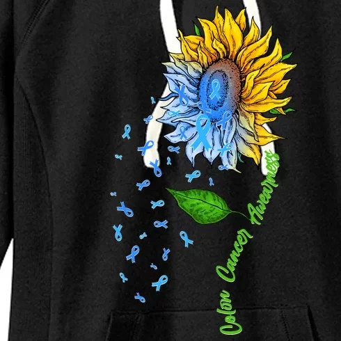 Colon Cancer Awareness Sunflower Support Women's Fleece Hoodie