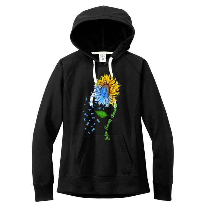 Colon Cancer Awareness Sunflower Support Women's Fleece Hoodie