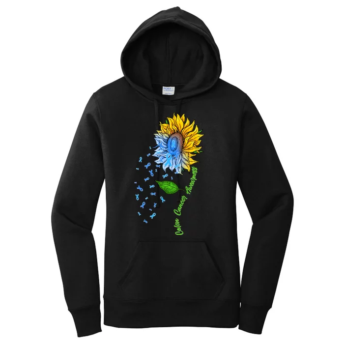 Colon Cancer Awareness Sunflower Support Women's Pullover Hoodie