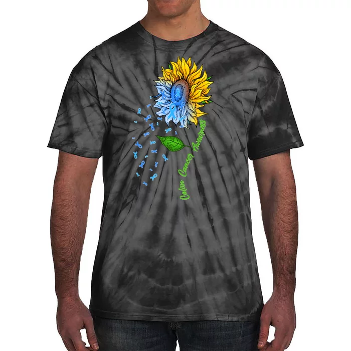 Colon Cancer Awareness Sunflower Support Tie-Dye T-Shirt