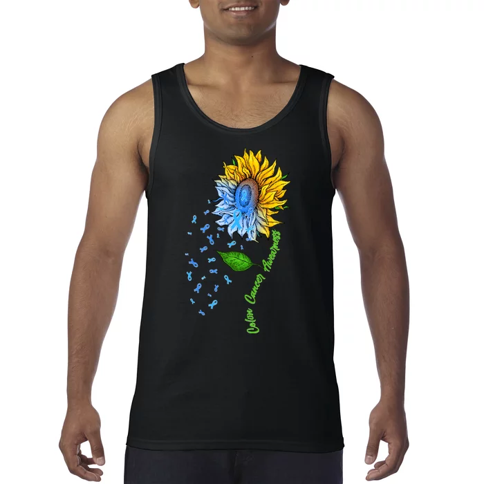 Colon Cancer Awareness Sunflower Support Tank Top