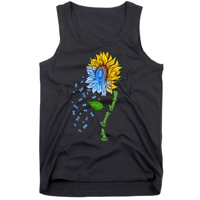 Colon Cancer Awareness Sunflower Support Tank Top