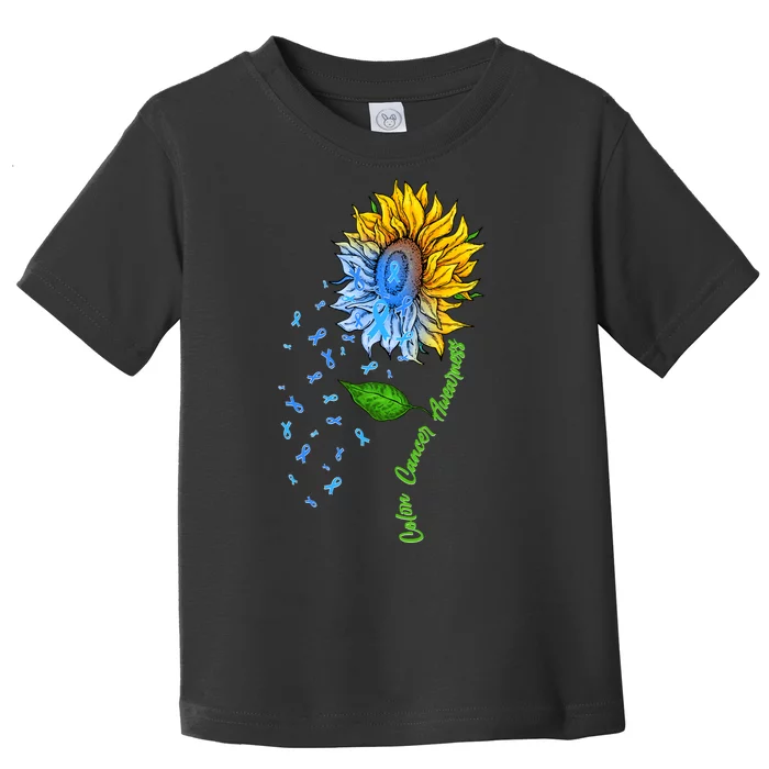 Colon Cancer Awareness Sunflower Support Toddler T-Shirt