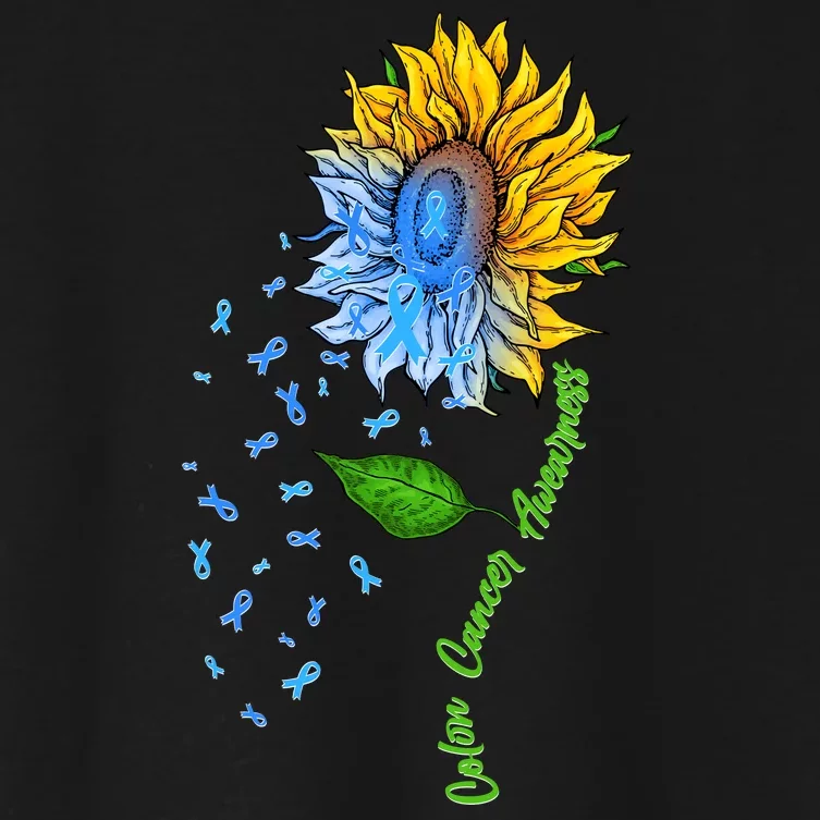 Colon Cancer Awareness Sunflower Support Women's Crop Top Tee