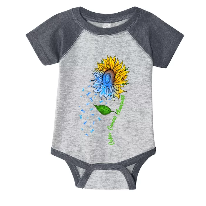 Colon Cancer Awareness Sunflower Support Infant Baby Jersey Bodysuit