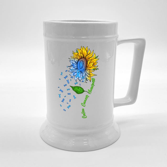 Colon Cancer Awareness Sunflower Support Front & Back Beer Stein