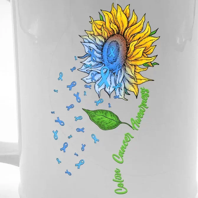 Colon Cancer Awareness Sunflower Support Front & Back Beer Stein