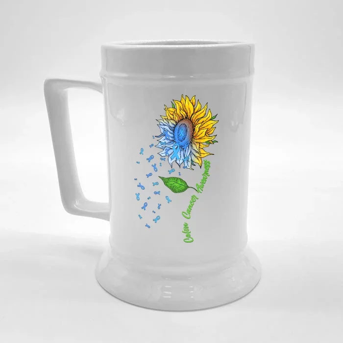 Colon Cancer Awareness Sunflower Support Front & Back Beer Stein