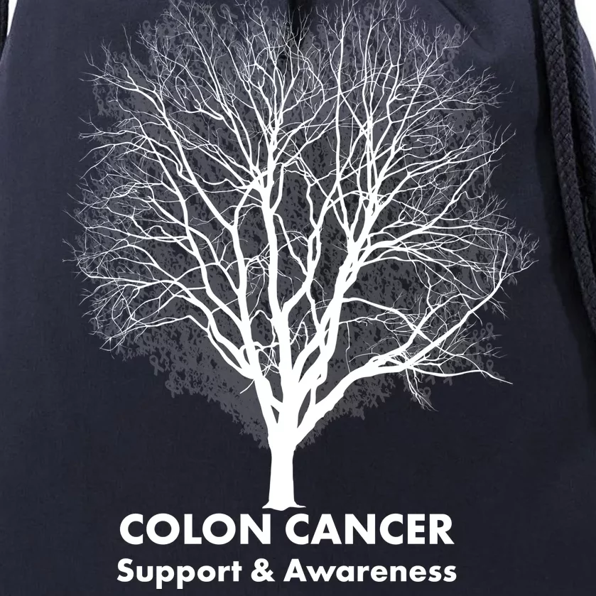 Colon Cancer Awareness Tree Drawstring Bag