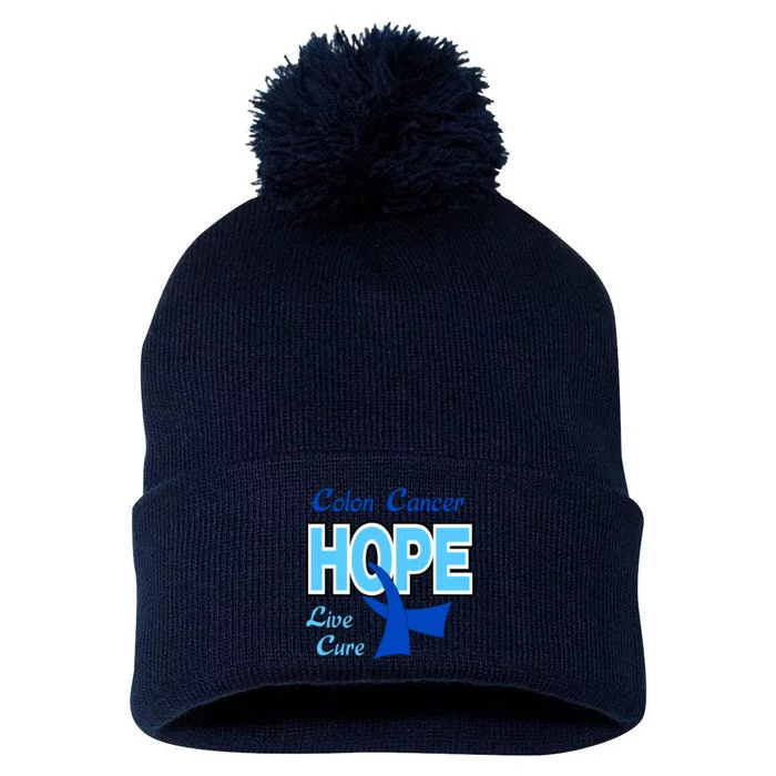 Colon Cancer Hope Live Cure Pom Pom 12in Knit Beanie