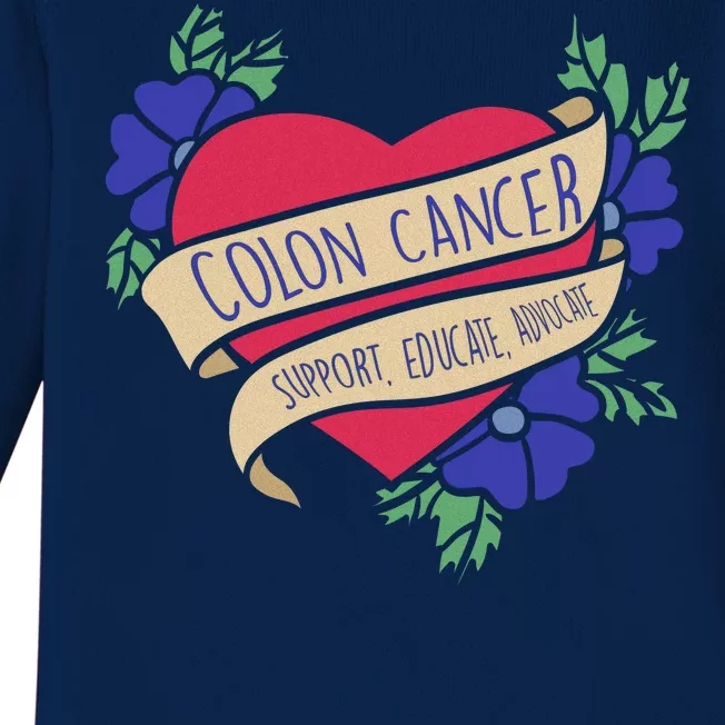 Colon Cancer Support Educate Advocate Baby Long Sleeve Bodysuit