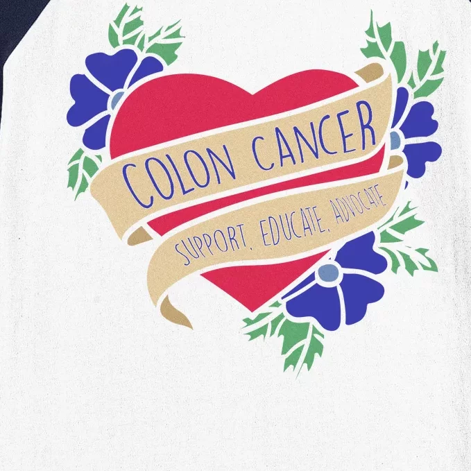 Colon Cancer Support Educate Advocate Baseball Sleeve Shirt