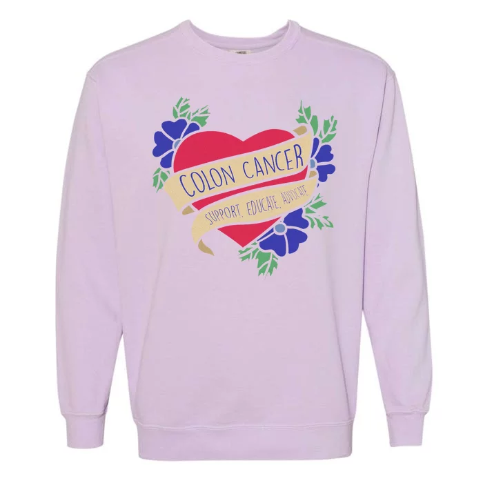 Colon Cancer Support Educate Advocate Garment-Dyed Sweatshirt