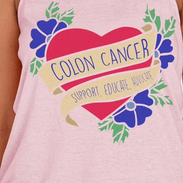 Colon Cancer Support Educate Advocate Women's Knotted Racerback Tank