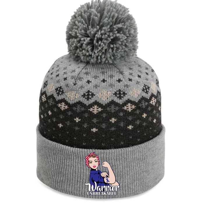 Colon Cancer Unbreakable Warrior The Baniff Cuffed Pom Beanie