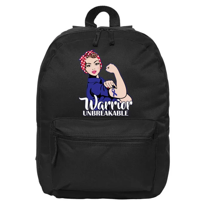 Colon Cancer Unbreakable Warrior 16 in Basic Backpack