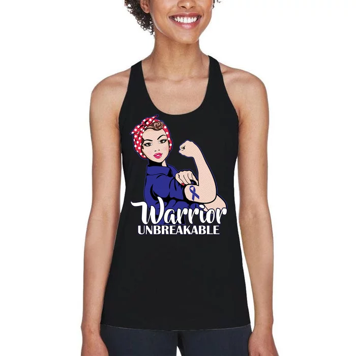 Colon Cancer Unbreakable Warrior Women's Racerback Tank