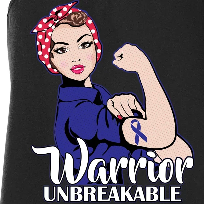 Colon Cancer Unbreakable Warrior Women's Racerback Tank