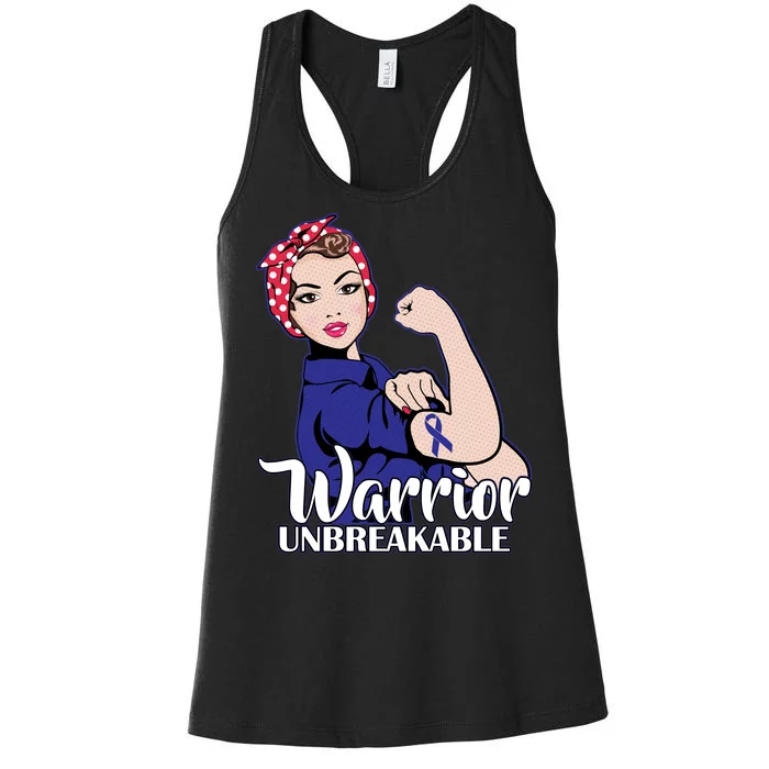 Colon Cancer Unbreakable Warrior Women's Racerback Tank